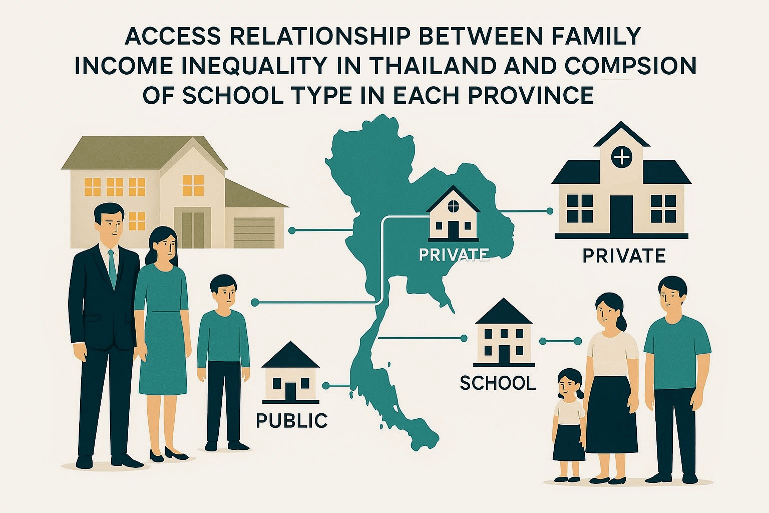 Access Relationship between Family Income Inequality in Thailand and Composition of
                                School Type in each Province